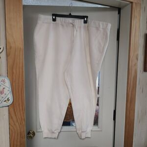 New EVRI Light Cream Colored Mid Rise Fleece Joggers Size Women's 3X